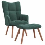 vidaXL Chaise de relaxation avec repose-pied Vert foncé Velours