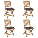 vidaXL Chaises pliables de jardin lot de 4 avec coussins Bois d'acacia