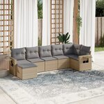 vidaXL Salon de jardin avec coussins 7 Pièces beige résine tressée