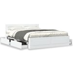 vidaXL Cadre de lit avec tête de lit sans matelas blanc 150x200 cm