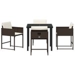 vidaXL Ensemble de salle à manger de jardin 5 pièces avec coussins en rattan poly marron