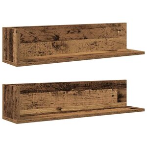 vidaXL Étagères murales 2Pièces vieux bois 75x16 5x16 5cm bois ingénierie