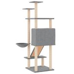 vidaXL Arbre à chat avec griffoirs en sisal Gris clair 153 cm