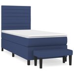 vidaXL Sommier à lattes de lit avec matelas Bleu 90x190 cm Tissu