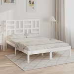 vidaXL Cadre de lit Blanc Bois massif 135x190 cm Double
