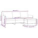 vidaXL Canapé à 3 places avec repose-pieds Noir 180 cm Velours