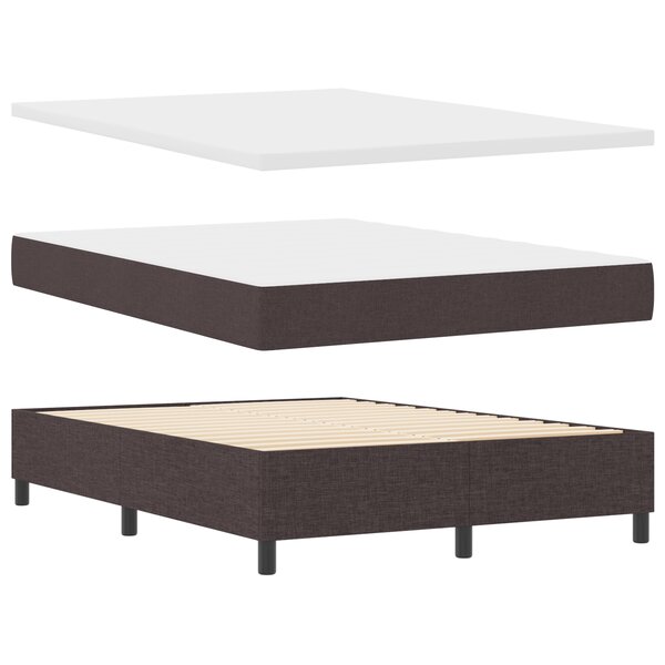 vidaXL Lit Box Spring avec Matelas & Banquette Gris Foncé 160x200 cm Tissu