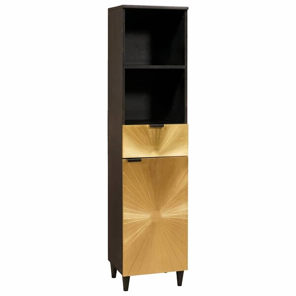 vidaXL Cabinet de salle de bain avec porte Noir et or 38 x 33 x 160 cm
