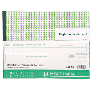 Piqûre 24x32cm - Registre des contrôles de santé et de sécurité au travail - 20 pages EXACOMPTA