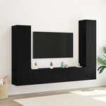 vidaXL Ensemble de meubles TV mural 4 pièces en chêne noir et bois d'ingénierie.