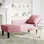vidaXL Fauteuil long avec coussin et accoudoir droit rose velours