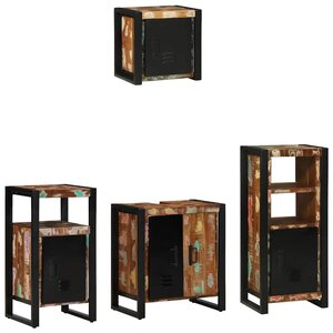 vidaXL Ensemble de mobilier de salle de bain 4 Pièces Bois Recyclé Solide