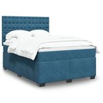 vidaXL Sommier à lattes de lit et matelas bleu 140x190 cm velours