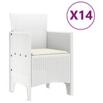 vidaXL Ensemble de salle à manger pour jardin 15 Pièces Blanc Rattan Polt