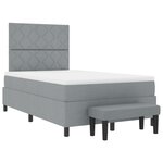 vidaXL Lit avec Sommier et Banc Gris Clair 120x200 cm Tissu