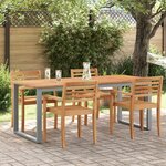 Table de salle à manger extérieure vidaXL Grise 200x90x75 cm Acier et Bois Massif Acacia