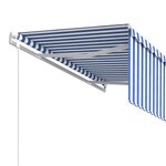 vidaXL Auvent rétractable automatique avec store 3 5x2 5 m Bleu blanc