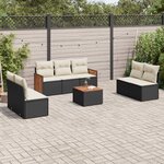 vidaXL Salon de jardin 8 Pièces avec coussins noir résine tressée