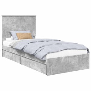 vidaXL Lit de Rangement Gris béton 90 x 200 cm Bois d'ingénierie