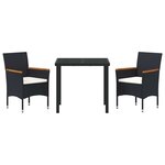 vidaXL Ensemble de salle à manger pour jardin 3 Pièces Noir polyrotin