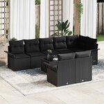 vidaXL Ensemble de canapé de jardin avec stockage 9 Pièces Noir polyrotin