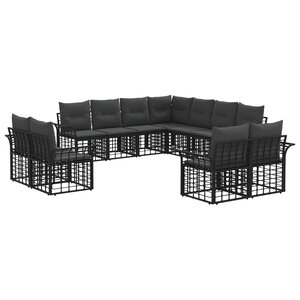 vidaXL Ensemble de canapés d'extérieur 11 Pièces Noir et Gris foncé