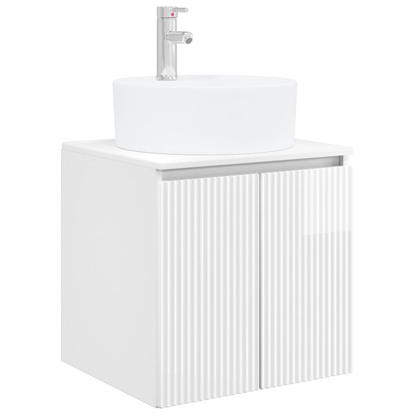 vidaXL Vanité de lavabo mural Blanc brillant 49 5 x 44 5 x 65 cm