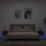 vidaXL Armoires de chevet avec lumières LED 2 Pièces chêne marron