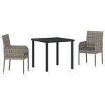 vidaXL Ensemble de salle à manger pour jardin 3 Pièces Gris Poly rotin