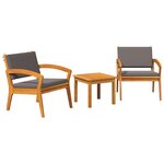 vidaXL Ensemble Bistro 3 Pièces avec Coussins  en Bois d'Acacia Massif