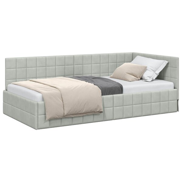 vidaXL Cadre de lit d'angle Gris clair 90 x 190 cm Velours