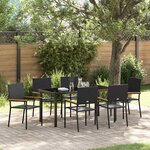 vidaXL Ensemble de salle à manger pour jardin 7 Pièces Noir Poly rotin