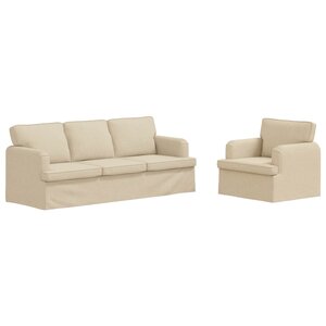 vidaXL Canapé 2 Pièces Crème 144 x 80 x 85 cm tissu