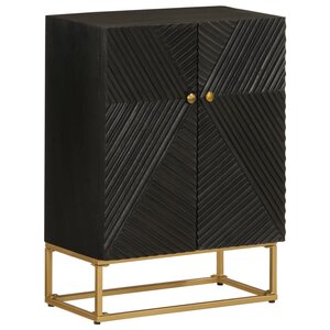 vidaXL Buffet noir 55x30x76 cm bois massif de manguier et fer