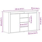 vidaXL Buffet Gris béton 120 x 36 x 69 cm Bois d'ingénierie