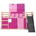 vidaXL Lit superposé sans matelas avec toboggan et rideaux 80x200 cm