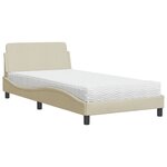 vidaXL Lit avec matelas Dover crème 100x200 cm tissu