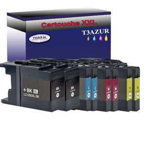 T3AZUR- Lot de 8 Cartouches compatibles avec Brother LC1240 / LC1280 XL pour Brother MFC-J6510DW  MFC-J6710CDW  MFC-J6710DW