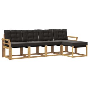vidaXL Ensemble de canapés d'extérieur 5 pc Blanc et noir