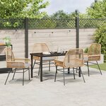 vidaXL Ensemble de Salle à Manger de Jardin 5 Pièces avec Coussins Marron Poly Rattan