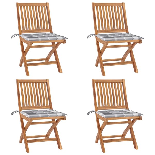 vidaXL Chaises pliables de jardin avec coussins lot de 4 Teck solide