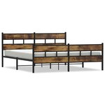 vidaXL Cadre de lit en métal sans matelas chêne fumé 180x200 cm