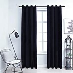 vidaXL Rideaux occultants avec anneaux 2 Pièces Velours Noir 140x225 cm