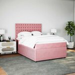 vidaXL Sommier à lattes de lit avec matelas Rose 140x190 cm Velours