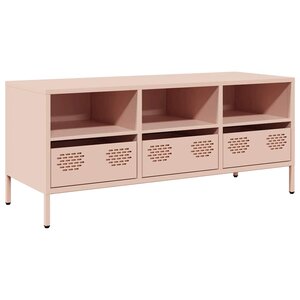 vidaXL Meuble TV rose 101 5x39x43 5 cm acier laminé à froid