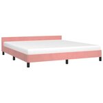 vidaXL Cadre de lit et tête de lit sans matelas rose 160x200cm velours