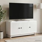 vidaXL Meuble TV 99 x 34 5 x 50 cm Blanc brillant Bois d'ingénierie
