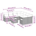 Canapé de Jardin 9 Pièces avec Coussins Gris Rattan Poly