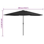 vidaXL Parasol de jardin avec mât en métal 390 cm noir