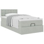 vidaXL Cadre de lit ottoman et matelas gris clair 100x200 cm velours